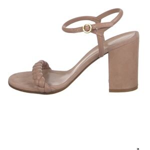 Gianvito Rossi Cruz 85 Beige Braided Leather Sandals 39 1/2